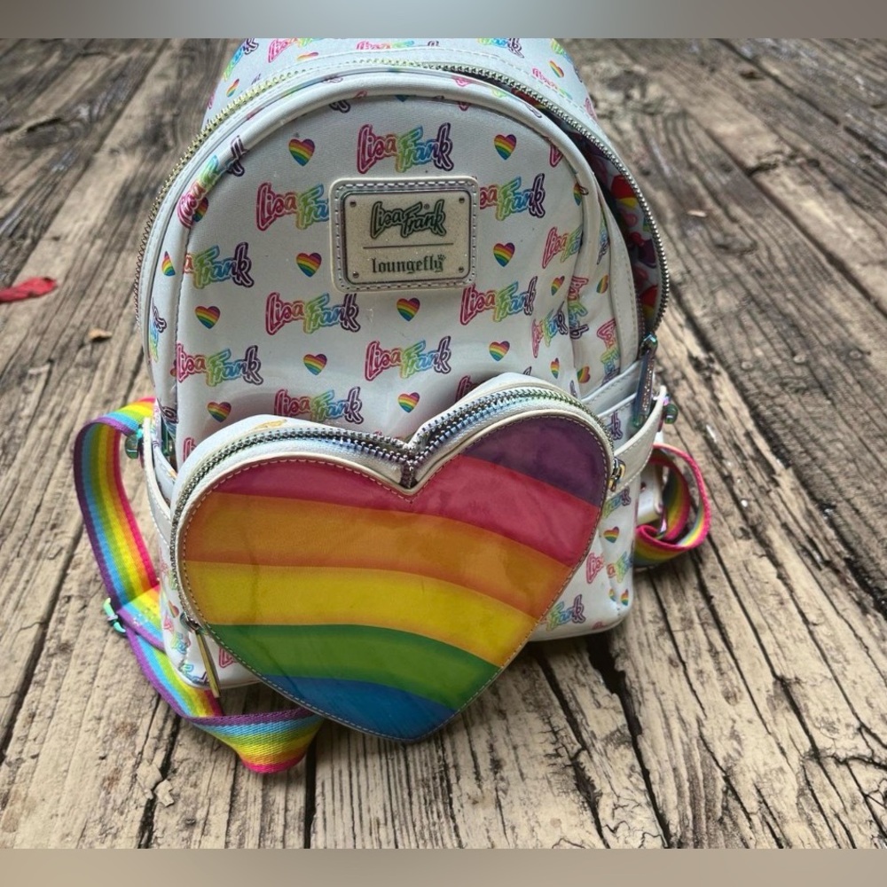 RARE ✨Lisa Frank + Loungefly Heart Mini Backpack. In IDEAL Condition 😍💕✨🌈